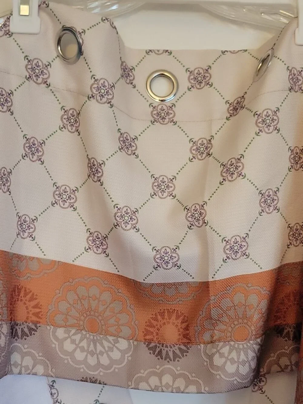 Polyester Floral Valance w/ Metal Grommets White Orange Purple Green Gray, (3)